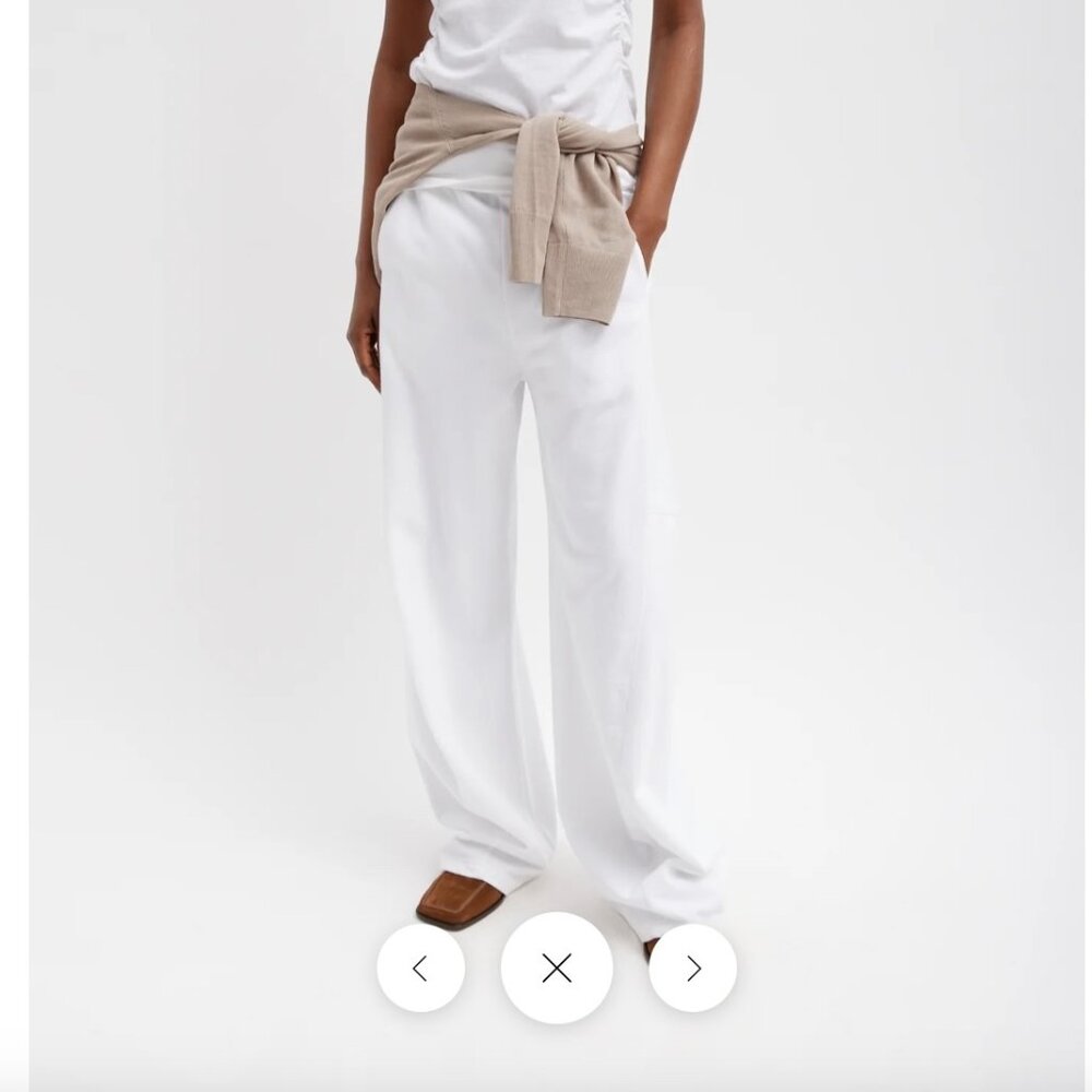 NWT Tibi White Summer Sweatshirting Winslow Pant size Large short